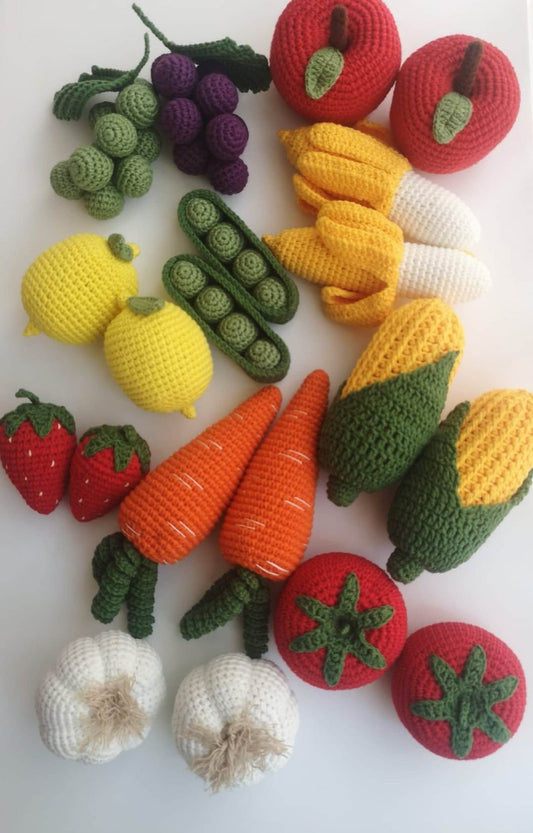 Soft Fruit & Vegetable Plush Toys – Baby Sensory Play Set